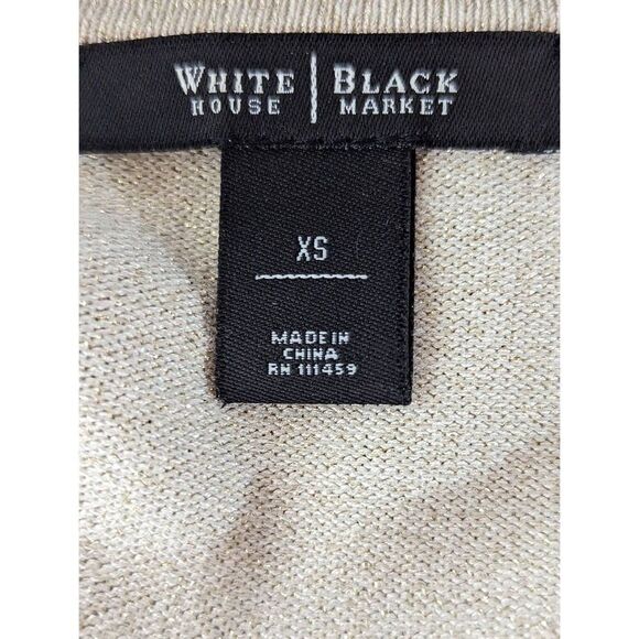 WHBM Women's Metallic Gold Shimmer Sweetheart Neck 3/4 Sleeve Knit Top Size XS - Picture 2 of 5